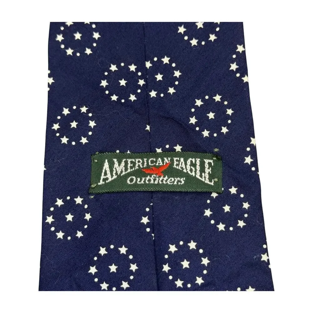 American Eagle Outfitters Mens Navy Patriotic Star Necktie - Picture 3 of 6